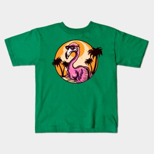 flamingo bird sunset Kids T-Shirt